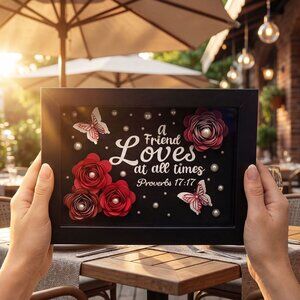 Handmade Friendship Gift | "A Friend Loves at All Times" Shadowbox